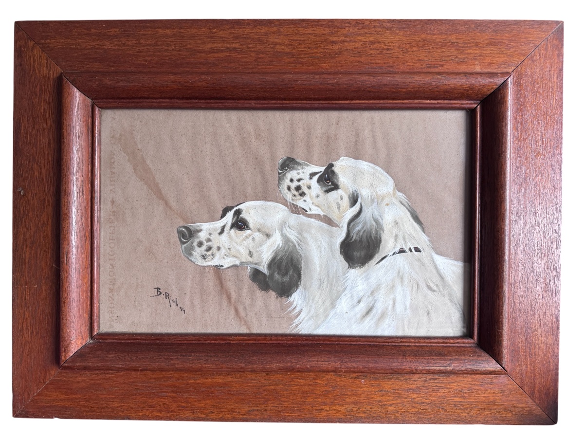 Boris Riab (riabouchinsky), “2 English Setters,” Oil Or Gouache On Paper. -photo-2