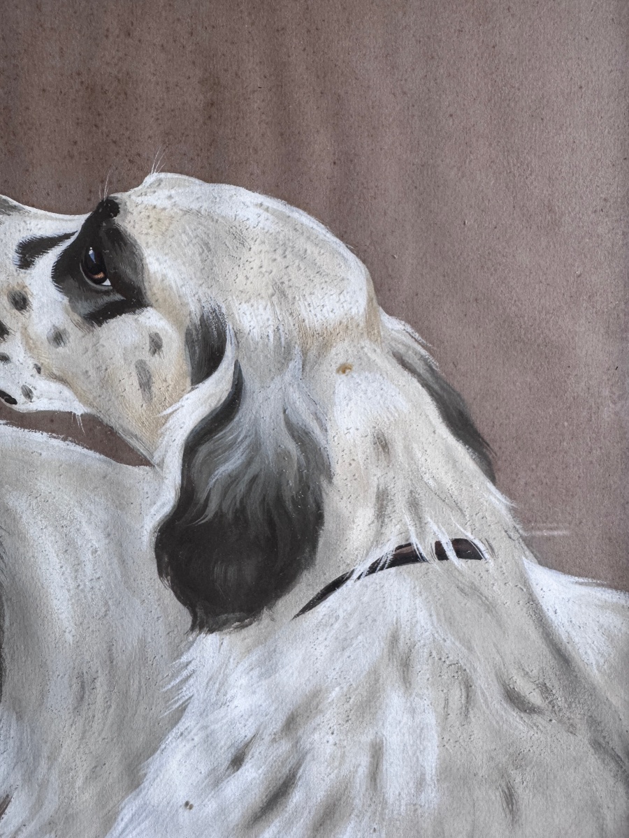 Boris Riab (riabouchinsky), “2 English Setters,” Oil Or Gouache On Paper. -photo-1