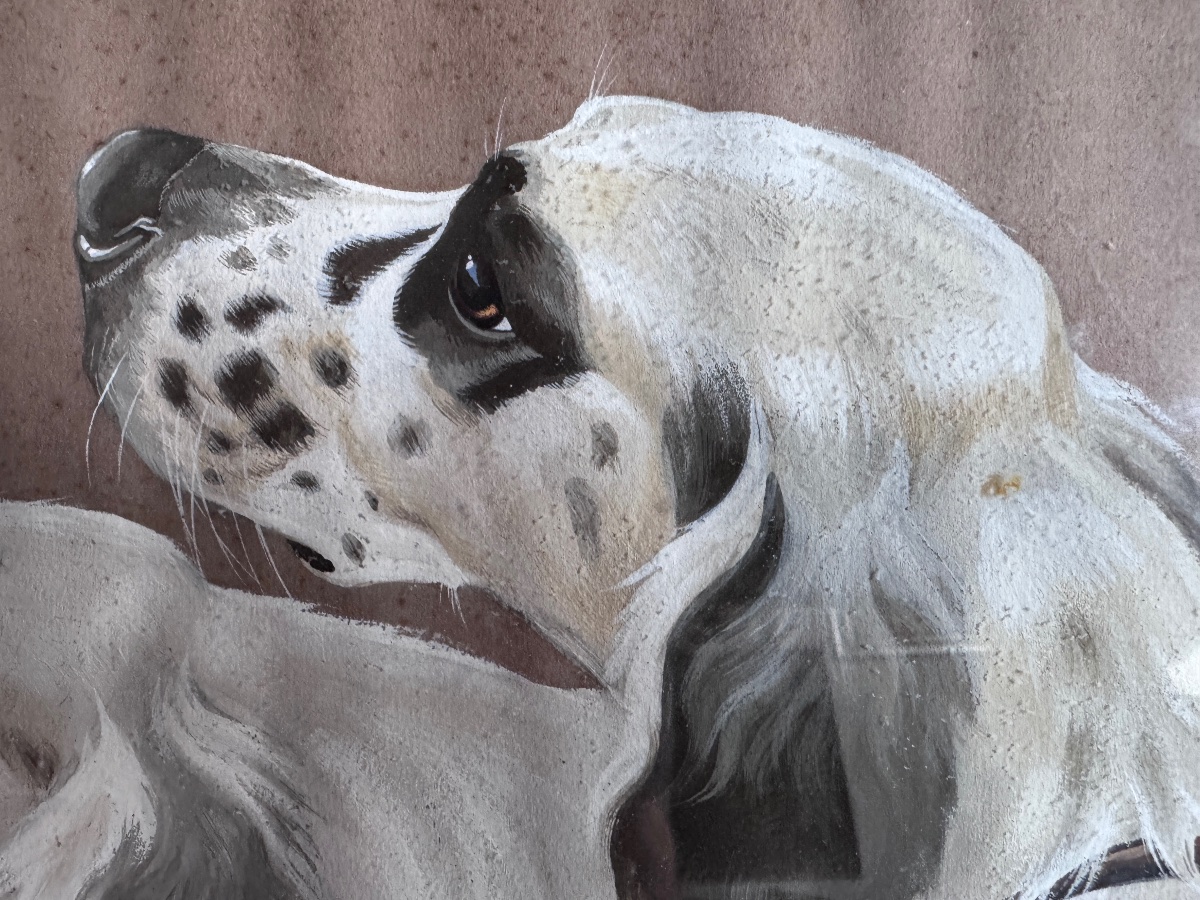 Boris Riab (riabouchinsky), “2 English Setters,” Oil Or Gouache On Paper. -photo-2
