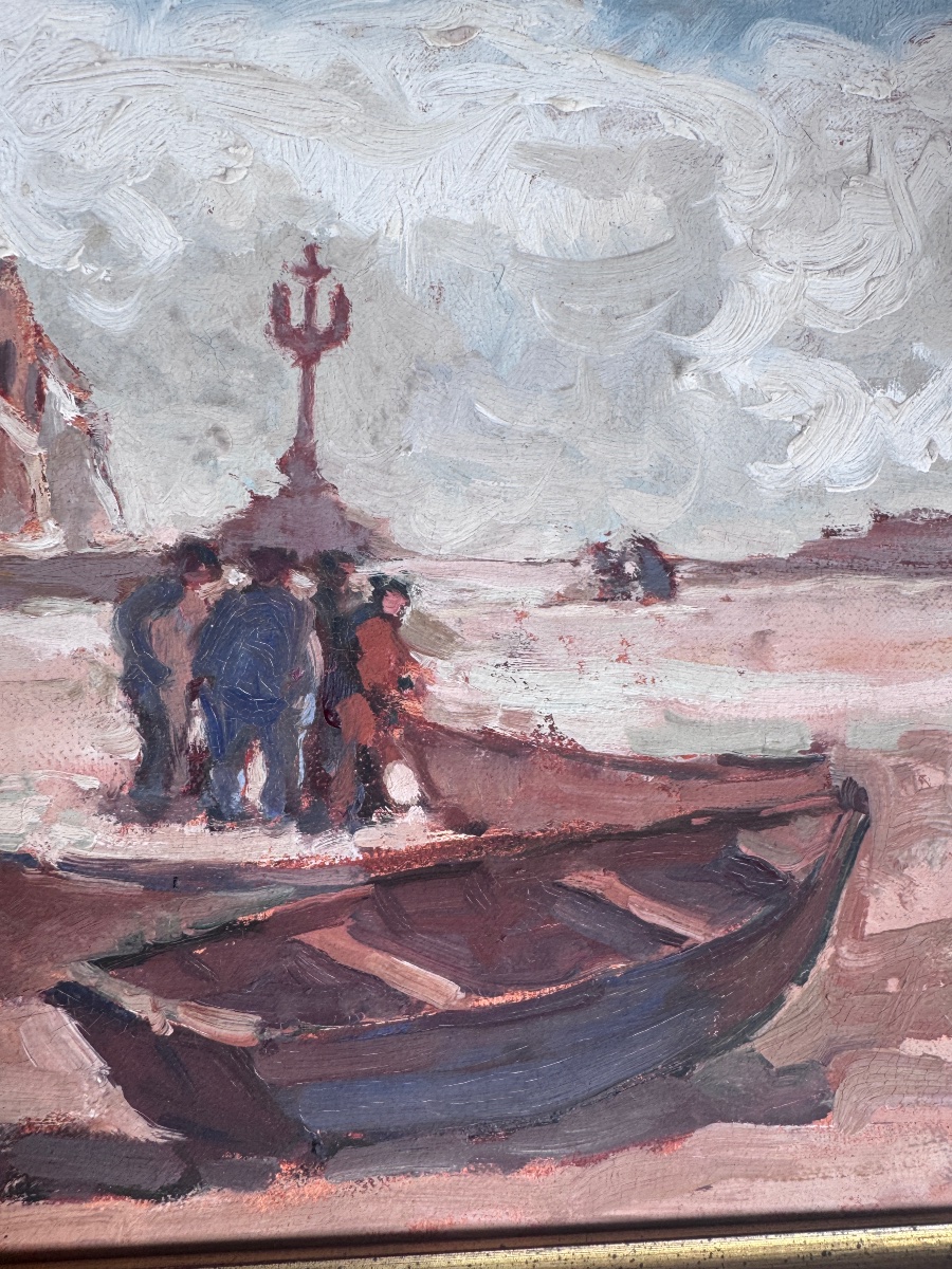 Maurice MAREELS (1893-1976): «Chapelle de Notre-Dame de la Joie à Penmarch» peinture sur toil-photo-3