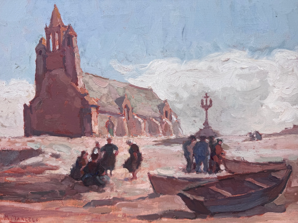 Maurice MAREELS (1893-1976): «Chapelle de Notre-Dame de la Joie à Penmarch» peinture sur toil