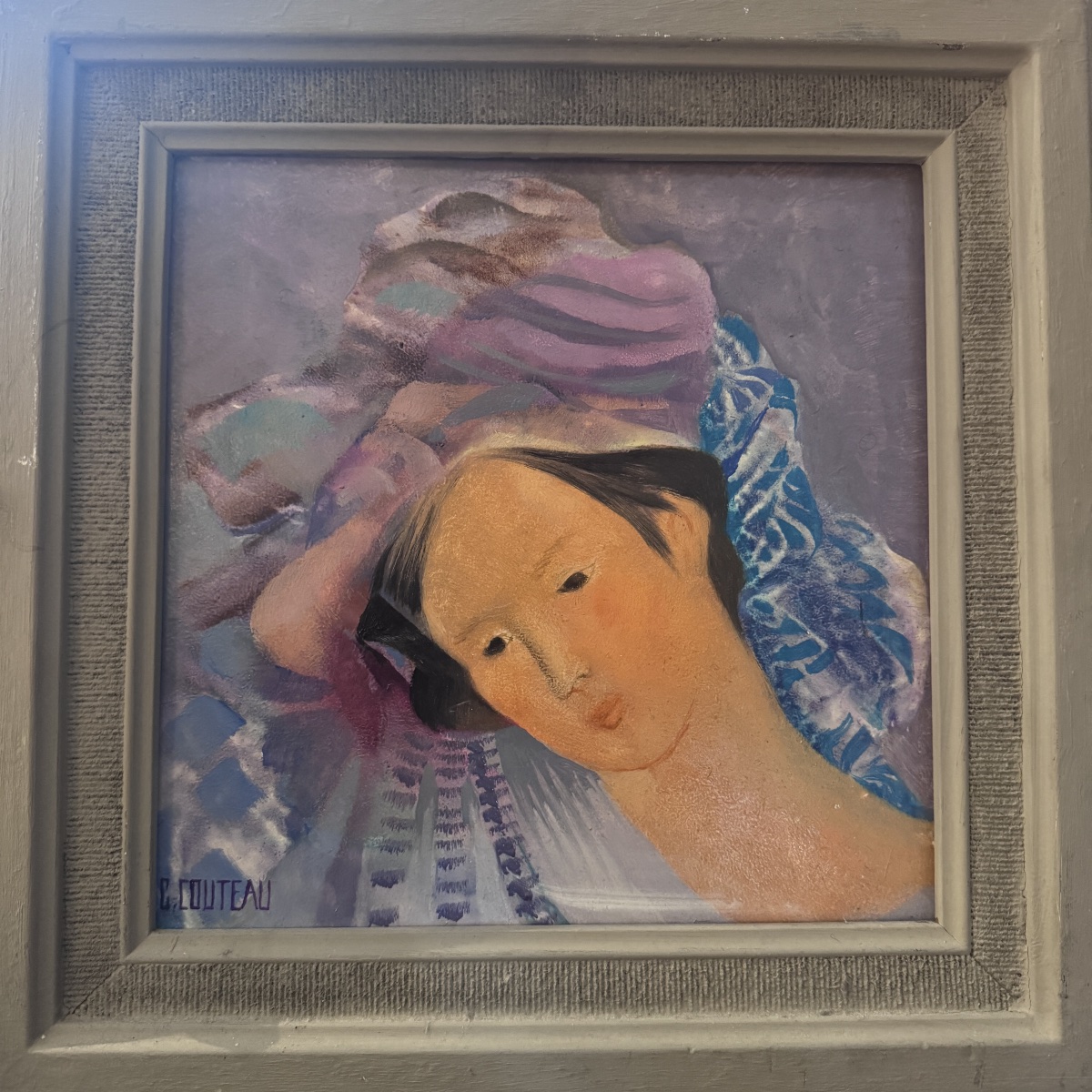 Geneviève Coutau (1925–2013) “woman,” Oil On Panel, 25x25 Cm-photo-3