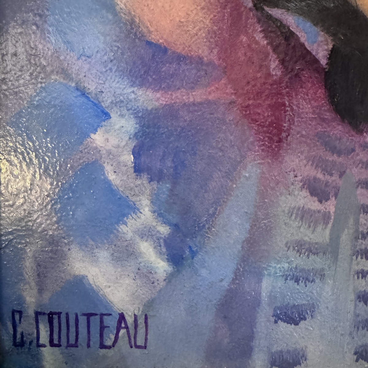 Geneviève Coutau (1925–2013) “woman,” Oil On Panel, 25x25 Cm-photo-4