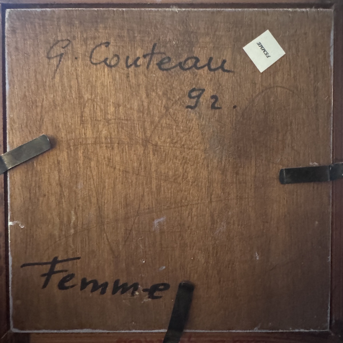 Geneviève Coutau (1925–2013) “woman,” Oil On Panel, 25x25 Cm-photo-1