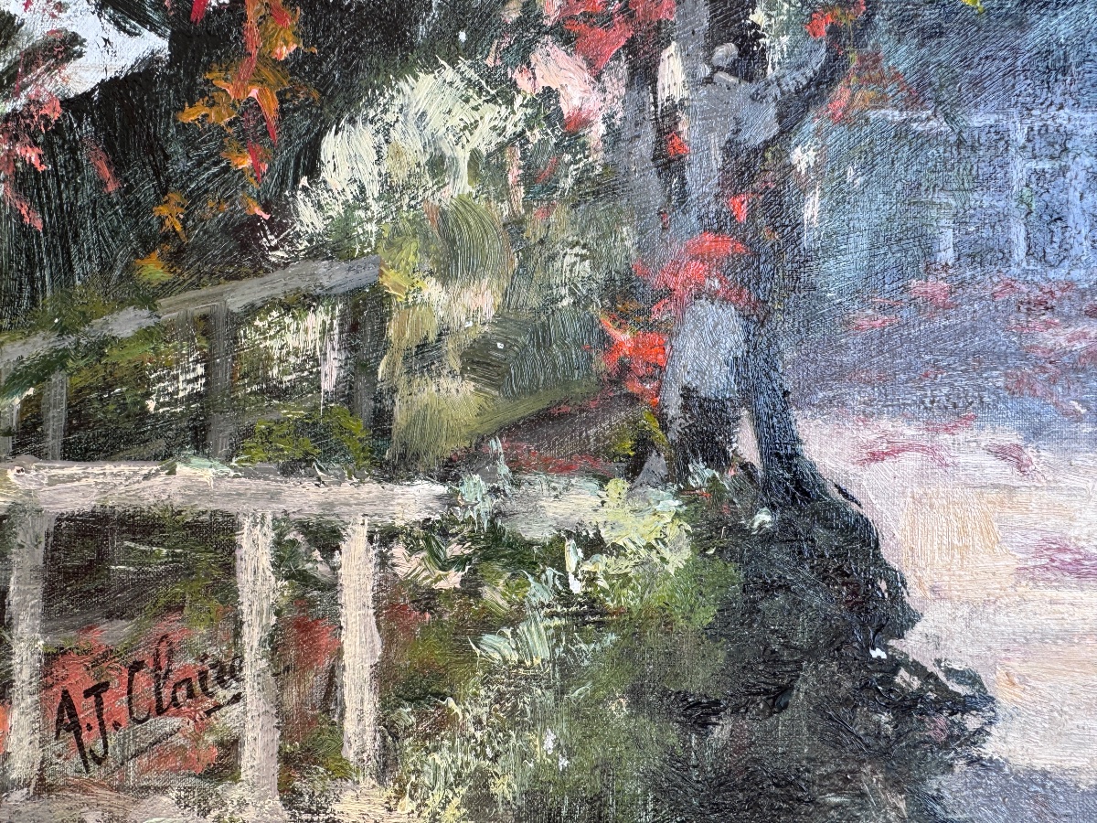Auguste Jean Claire, “the Sunlit Porch,” Oil On Canvas -photo-4