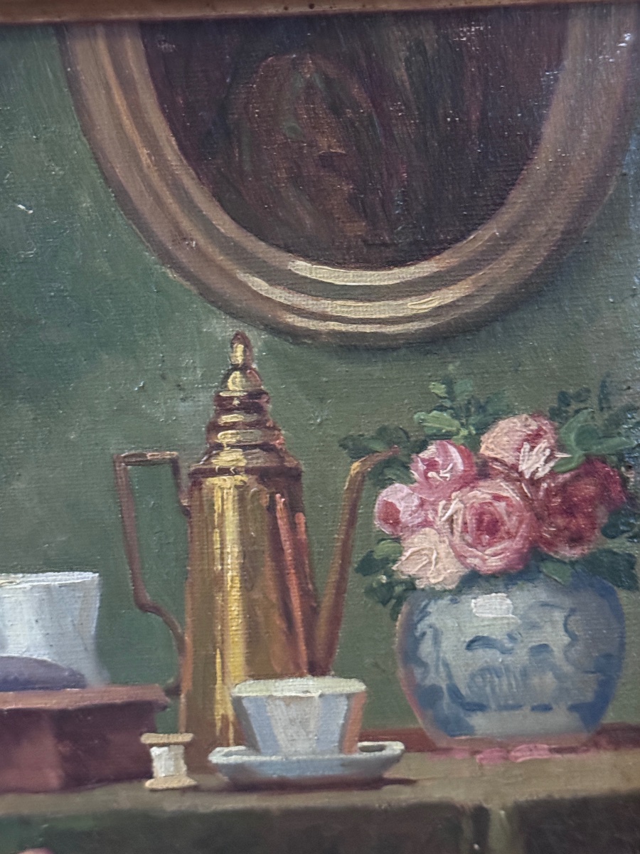 Gustave Dierkens (1878–1940), “la Couture,” Oil On Canvas -photo-2