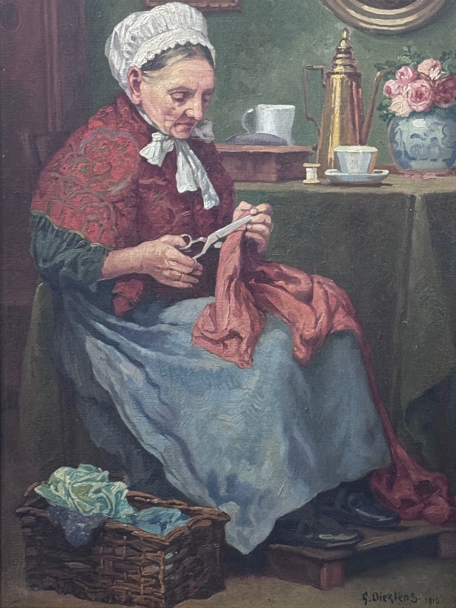 Gustave Dierkens (1878–1940), “la Couture,” Oil On Canvas 