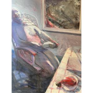 Vasington DOKO « Hommage à Francis BACON » 1983 peinture huile sur toile  110x89 cm