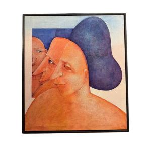 Simone TOUSSAINT «Pensées vagabondes» tableau acrylique sur toile 80x70 cm