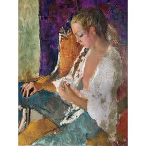 Pierre-laurent Brenot (1913-1998) “the Ochre Armchair I” Father Of The French Pin-up. 