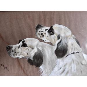 Boris Riab (riabouchinsky), “2 English Setters,” Oil Or Gouache On Paper.