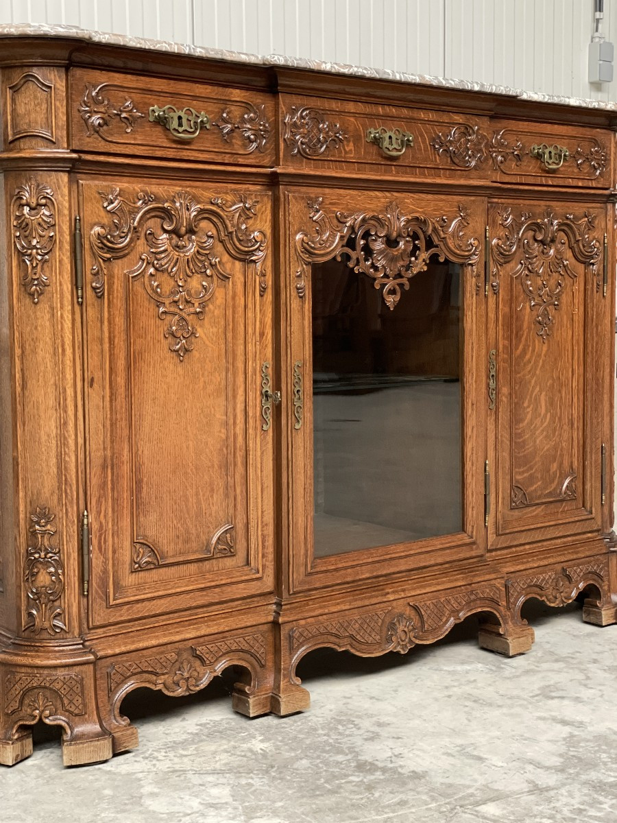 Buffet Liégeois / Louis xv en chêne avec marbre-photo-2