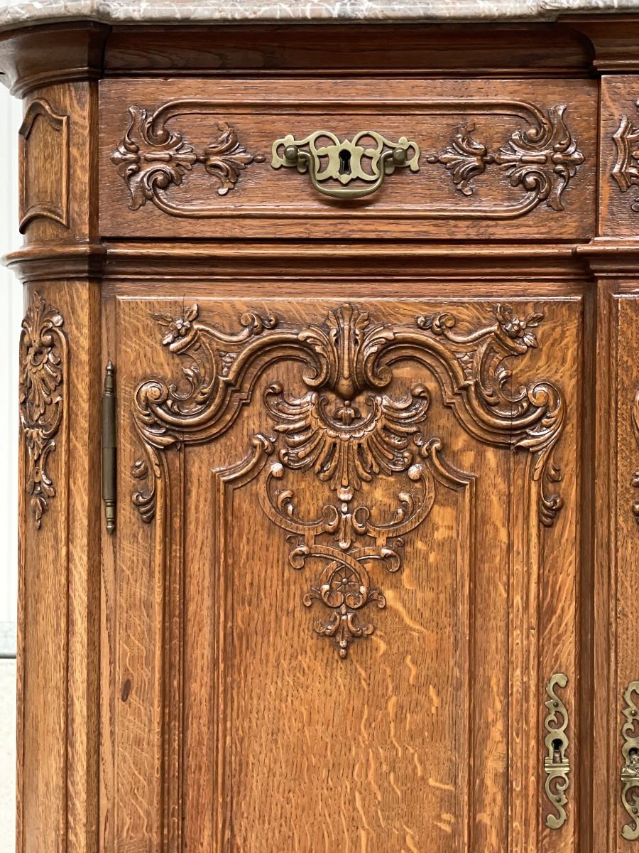 Buffet Liégeois / Louis xv en chêne avec marbre-photo-4