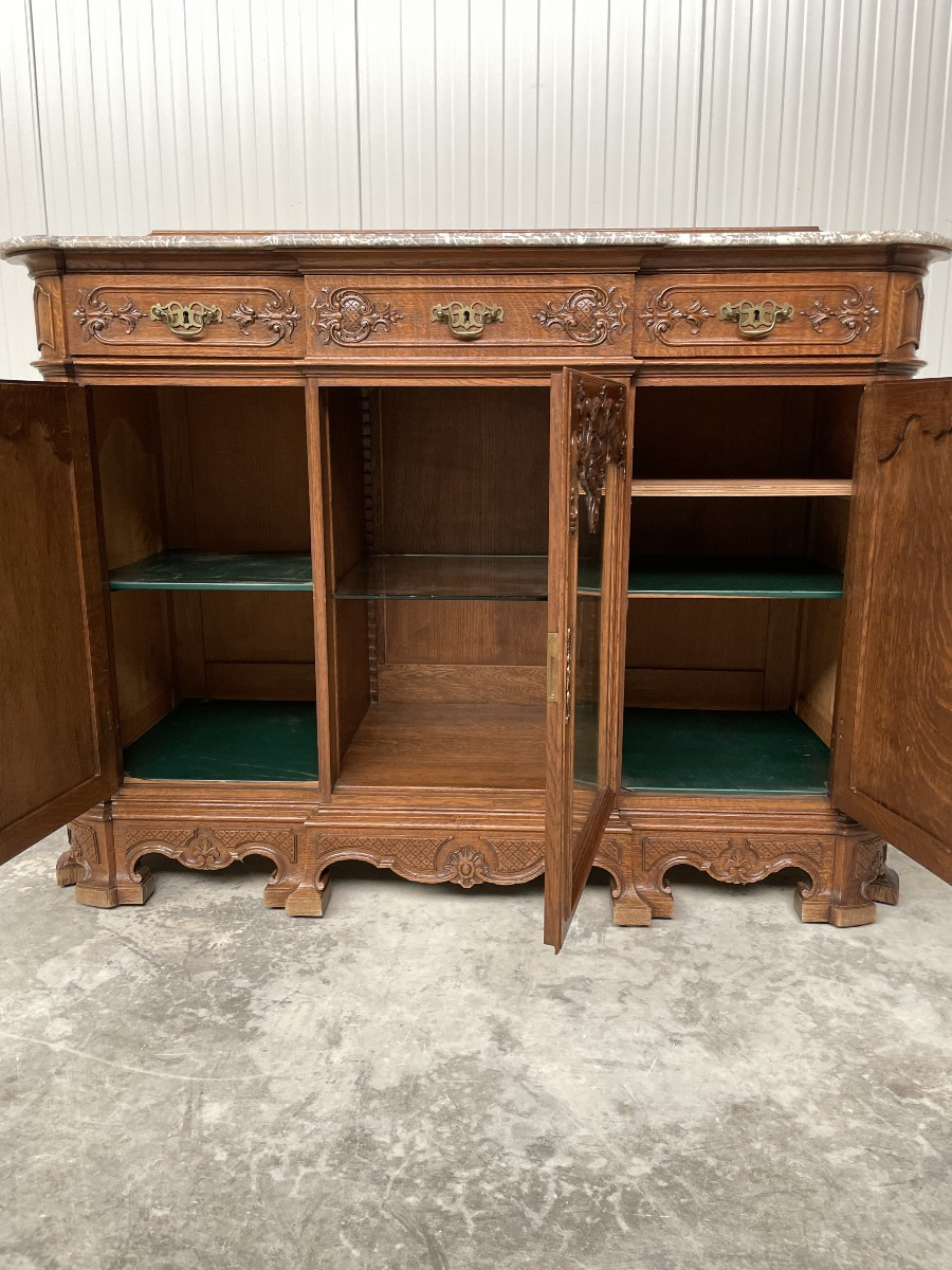 Buffet Liégeois / Louis xv en chêne avec marbre-photo-1