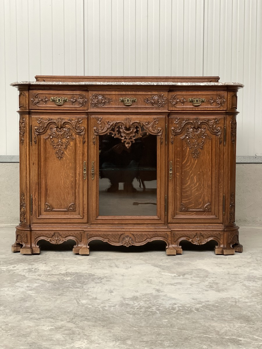 Buffet Liégeois / Louis xv en chêne avec marbre-photo-3
