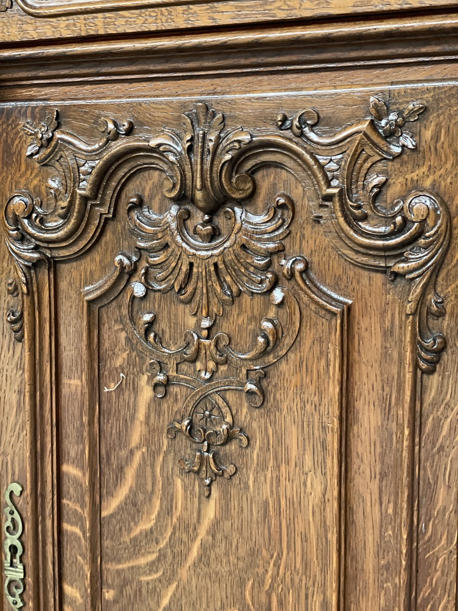 Buffet Liégeois / Louis xv en chêne avec marbre-photo-4
