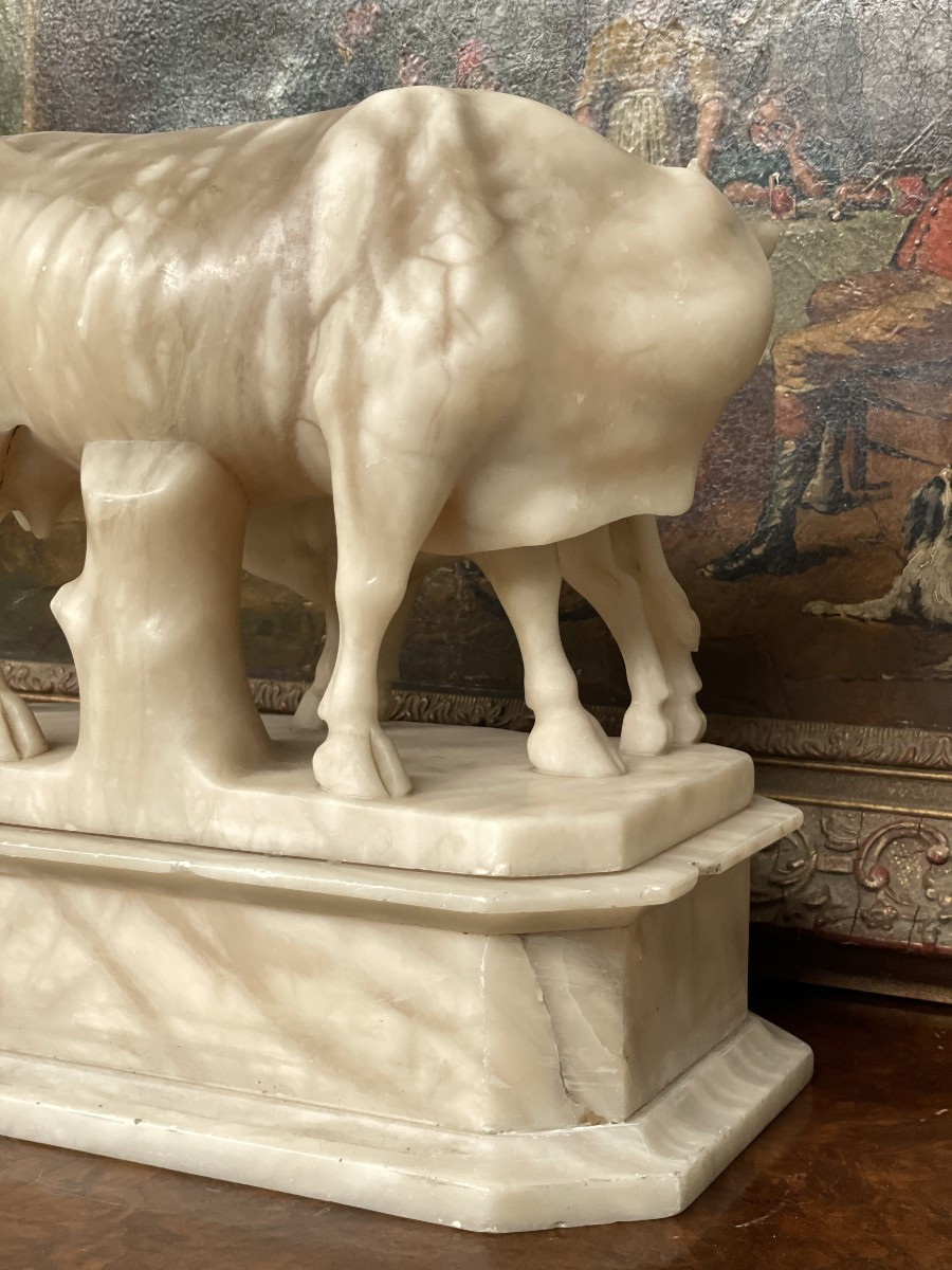 Vache et veau en albâtre-photo-6