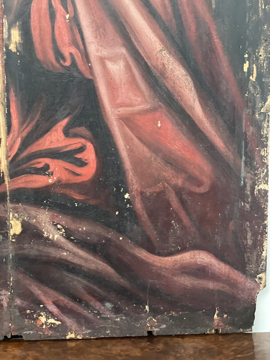 Peinture Vierge à l'Enfant  Huile sur bois-photo-3