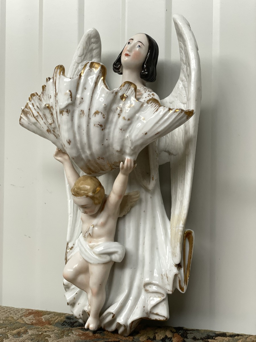 Jacob Petit Bénitier avec ange en Porcelaine-photo-2