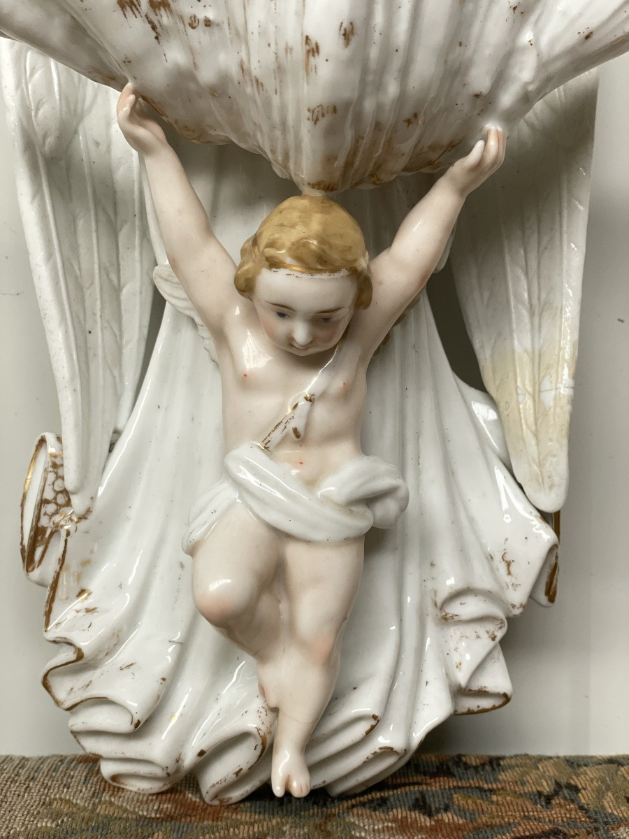 Jacob Petit Bénitier avec ange en Porcelaine-photo-3
