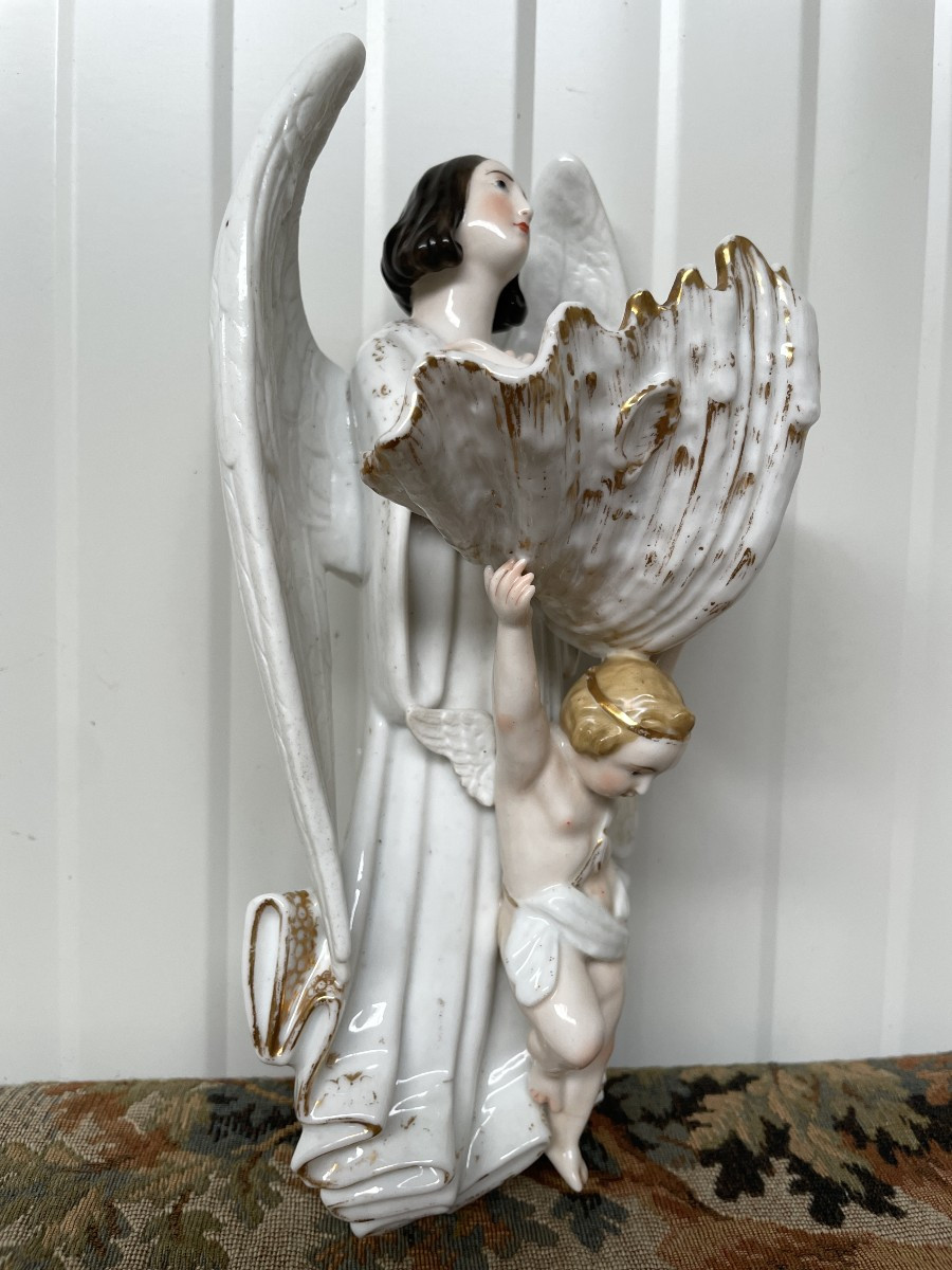 Jacob Petit Bénitier avec ange en Porcelaine-photo-5