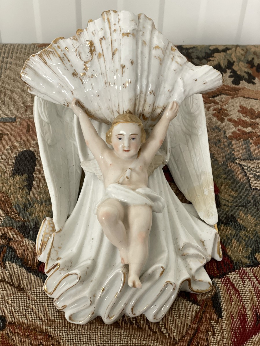 Jacob Petit Bénitier avec ange en Porcelaine-photo-7
