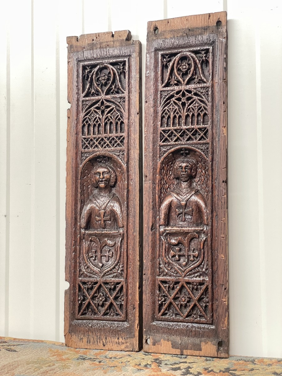  Panneaux gothique  avec Ange Chevalier 15 - 16e Ième-photo-8