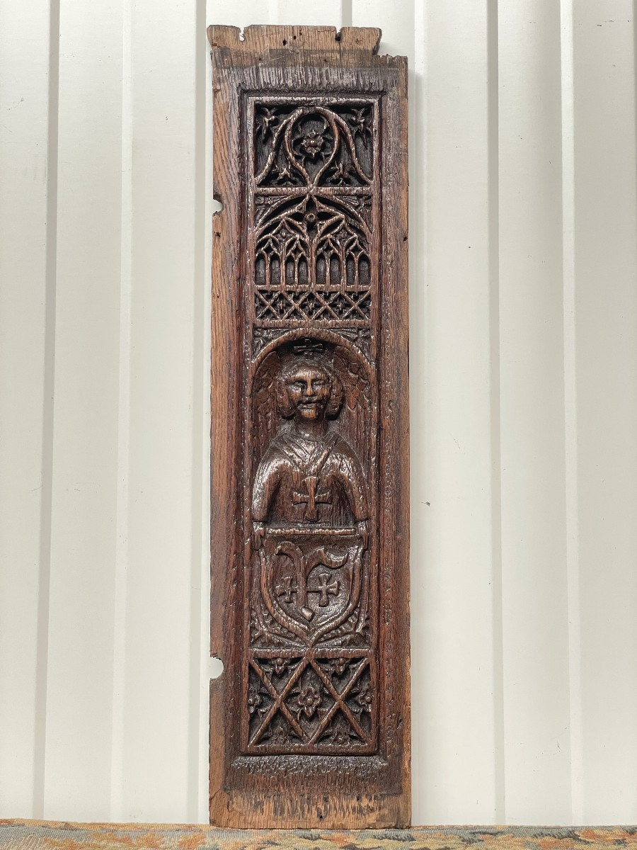 Panneaux gothique avec Ange Chevalier 15 - 16e Ième