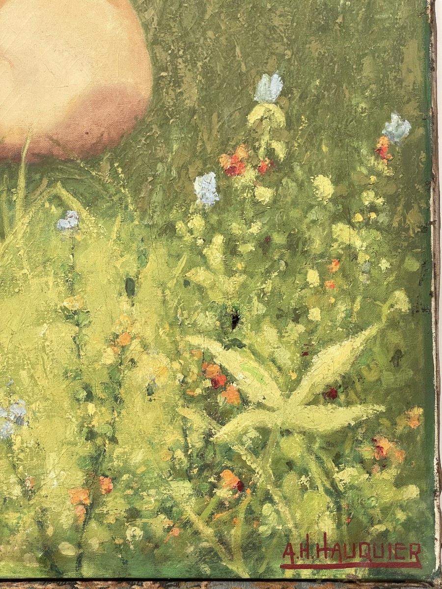 Tableau représentant une femme nue avec un Cygne-photo-3