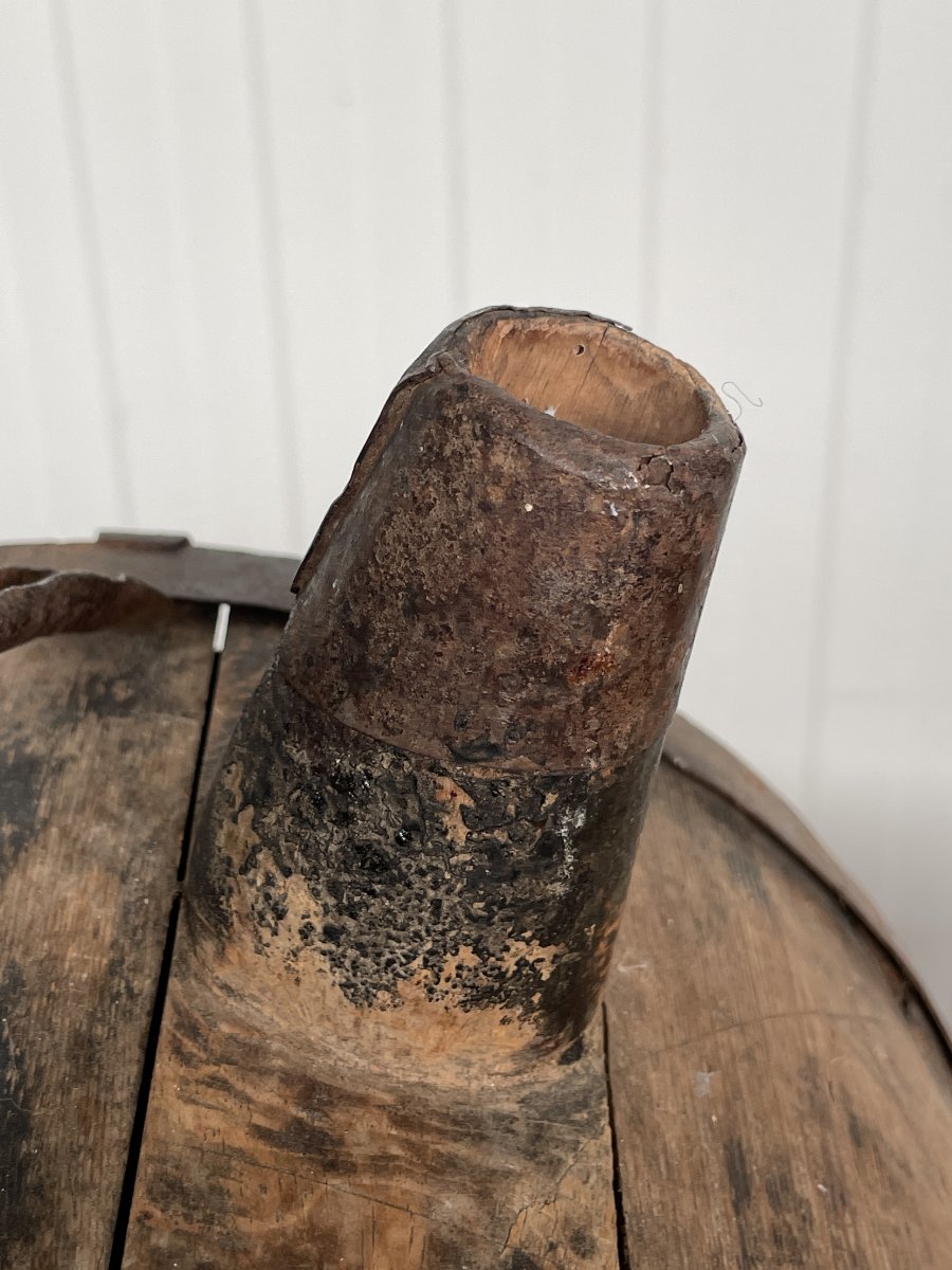 Antique Canteen /wooden Can With Double Neck -photo-1