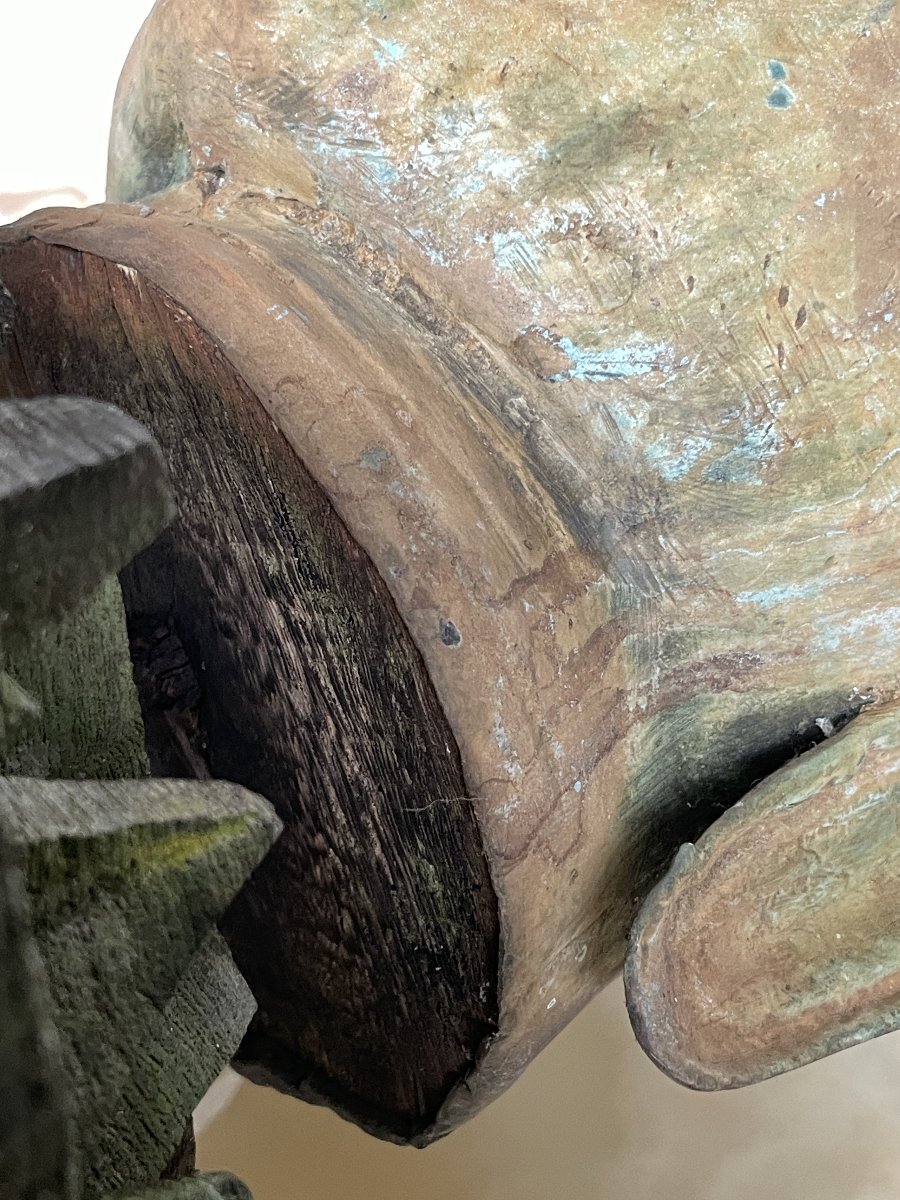 Bouddha thaïlandais du XXe siècle en bronze sur socle en bois-photo-5