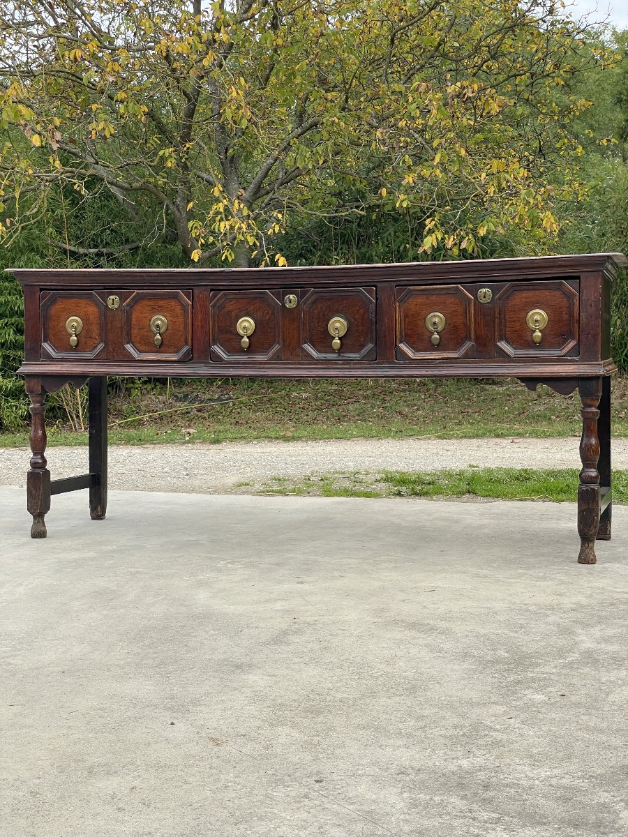 Buffet / Commode Basse en chëne à décor géométrique, époque William & Mary, vers 1690-photo-8