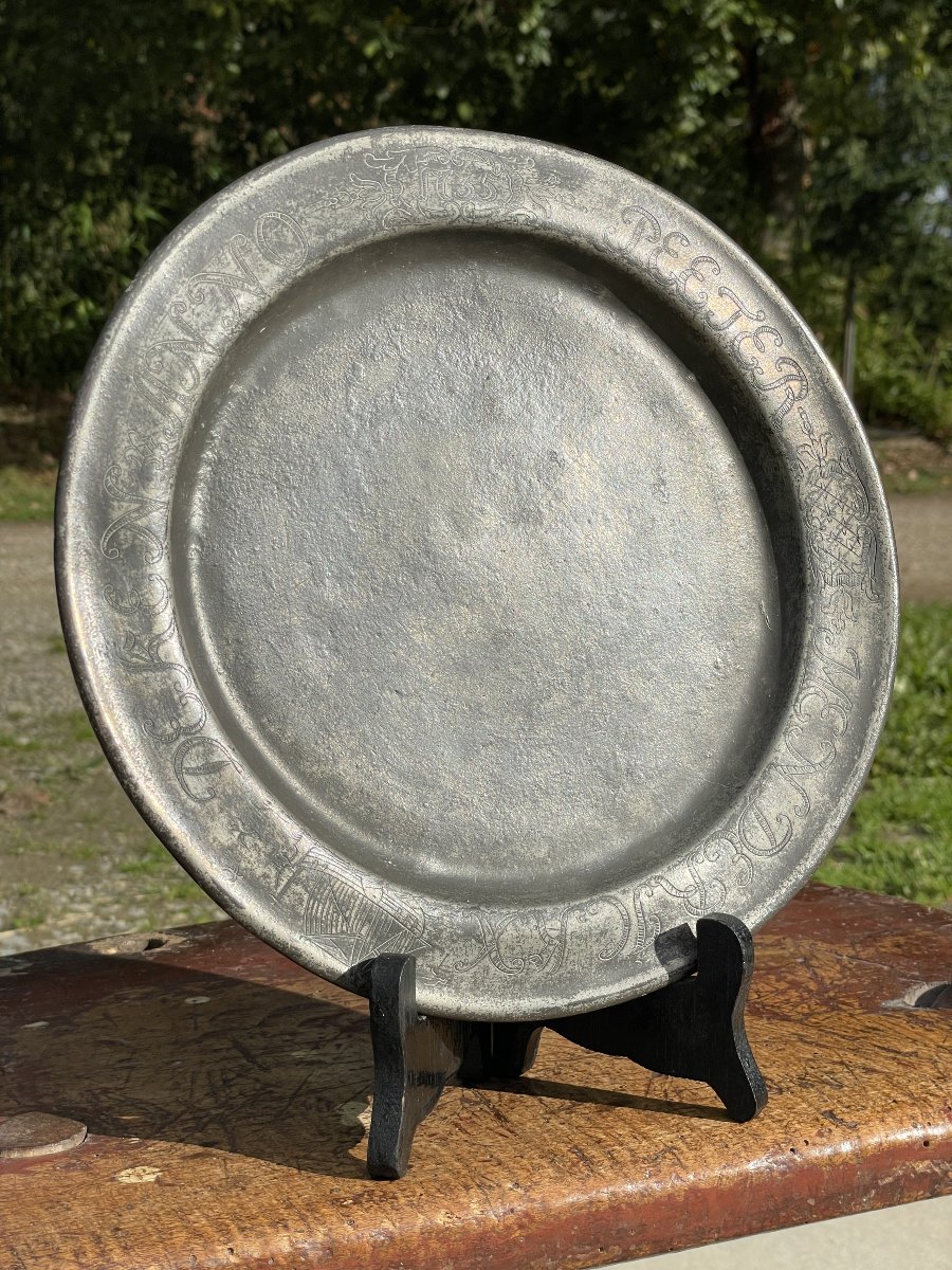 18th-century Pewter Plate