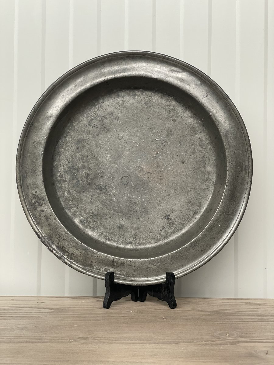 Large 18th-century Pewter Platter - Antwerp-photo-2