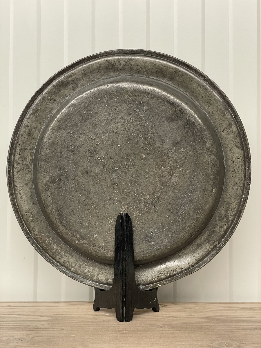 Large 18th-century Pewter Platter - Antwerp-photo-3