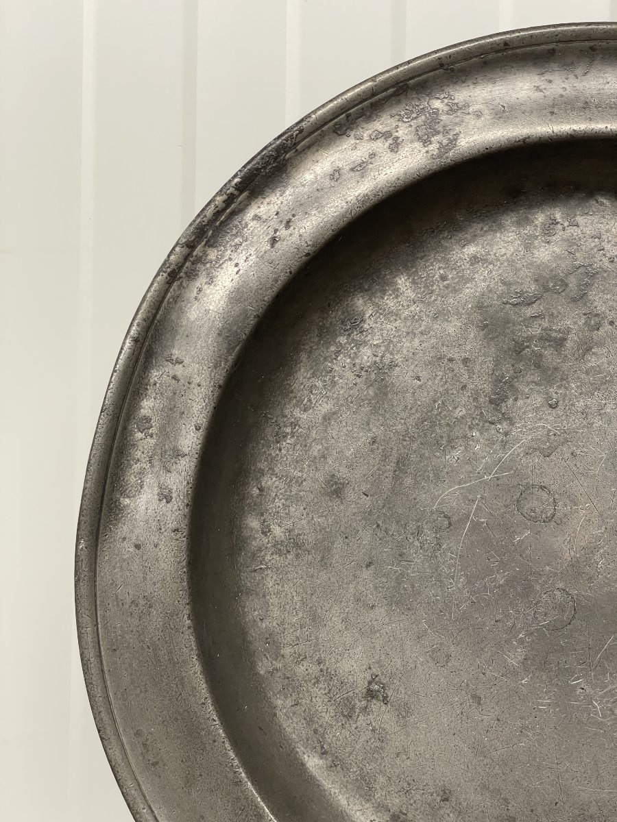 Large 18th-century Pewter Platter - Antwerp-photo-5