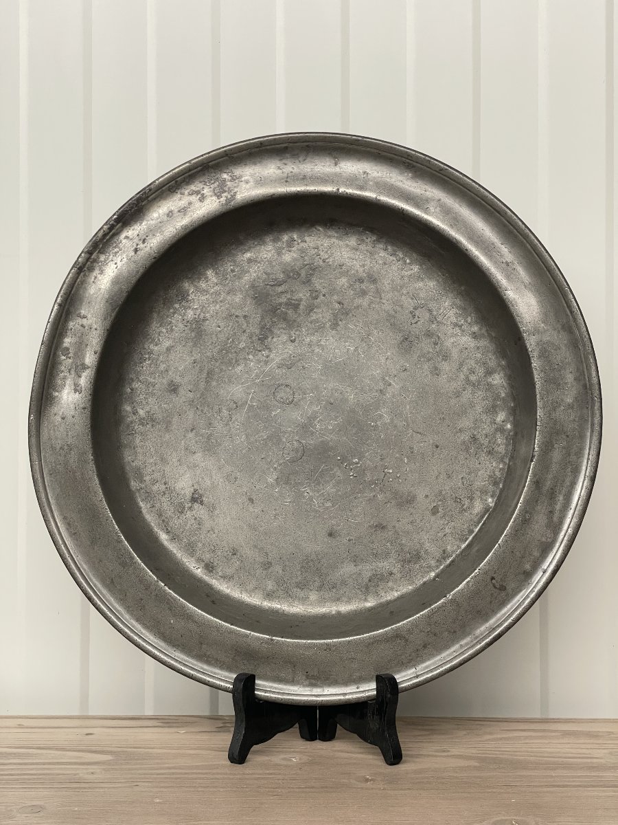 Large 18th-century Pewter Platter - Antwerp-photo-8