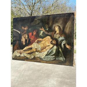 Belle Grande Peinture Religieuse Du 19ème Siècle Ou Plus Ancienne