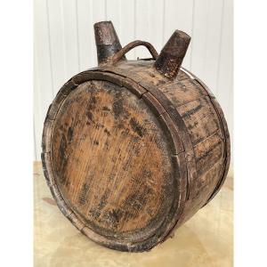 ANCIENNE GOURDE/ COFFRET / BIDON EN BOIS A DOUBLE GOULOT