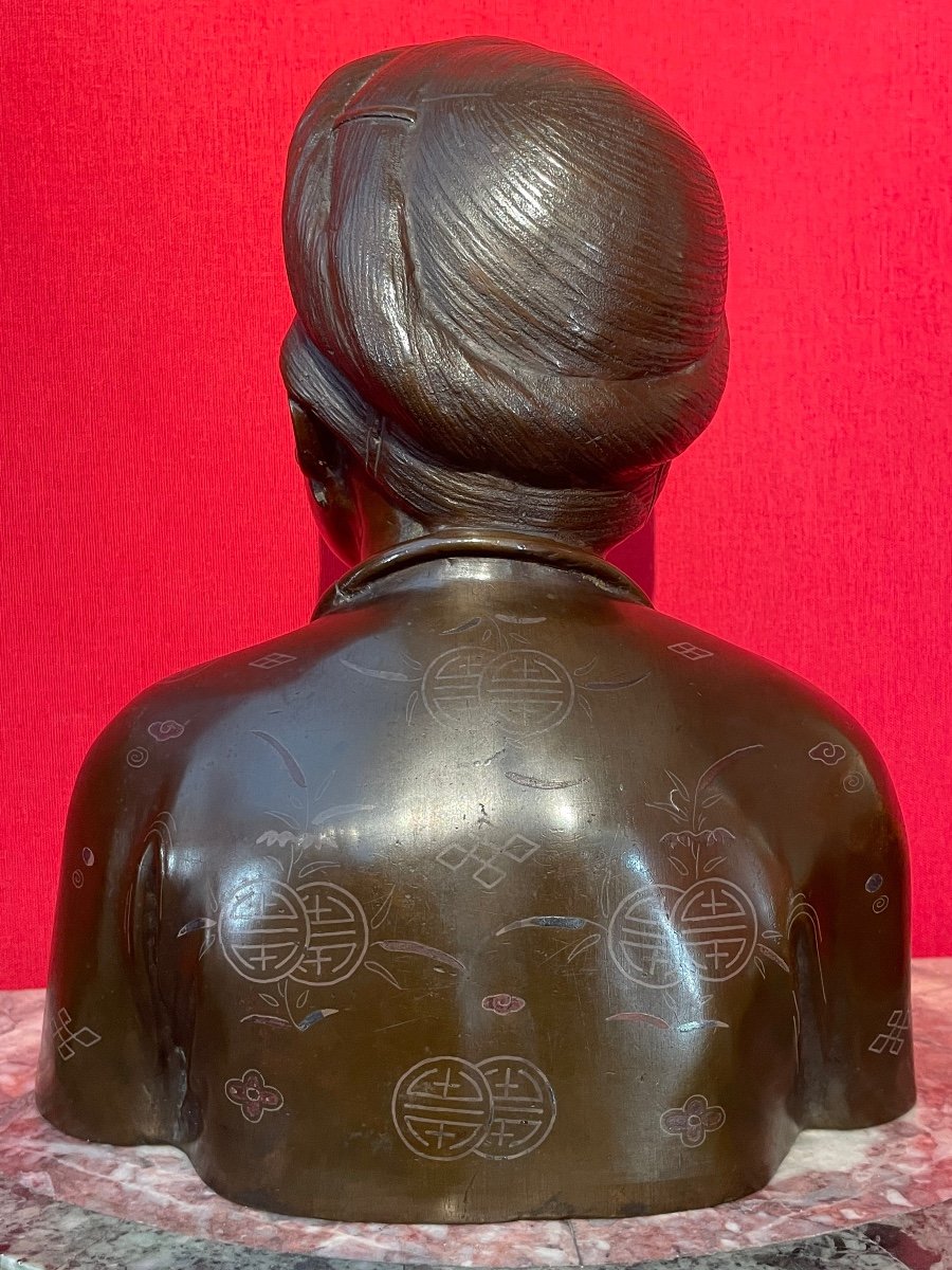 « jeune Tonkinoise »buste En Bronze Du Vietnam-photo-3