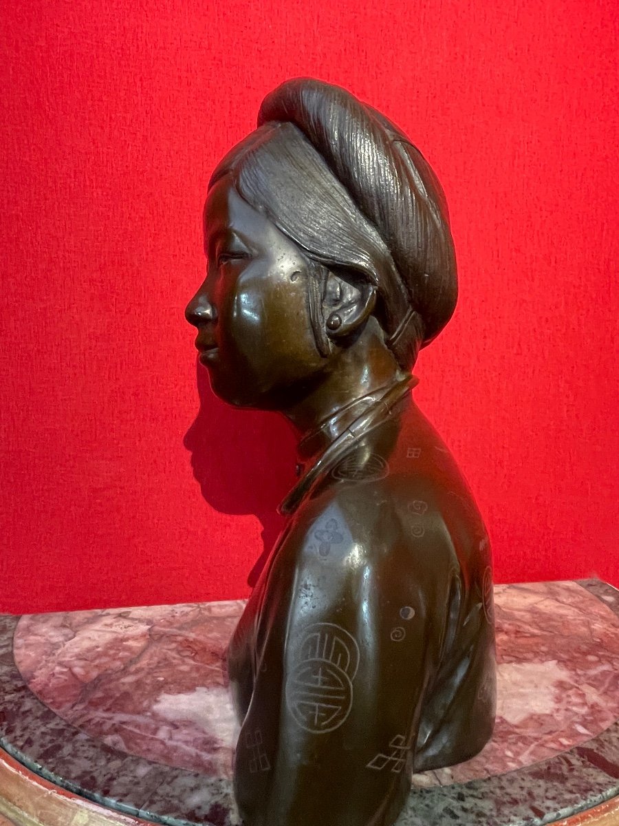 « jeune Tonkinoise »buste En Bronze Du Vietnam-photo-4