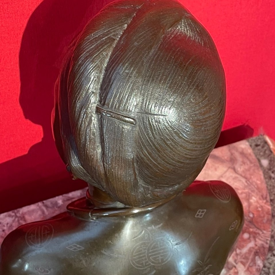 « jeune Tonkinoise »buste En Bronze Du Vietnam-photo-2