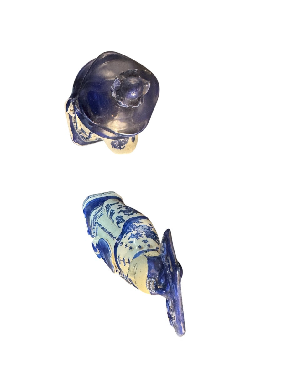 Emperor And Empress Of China In Blue And White Porcelain-photo-4