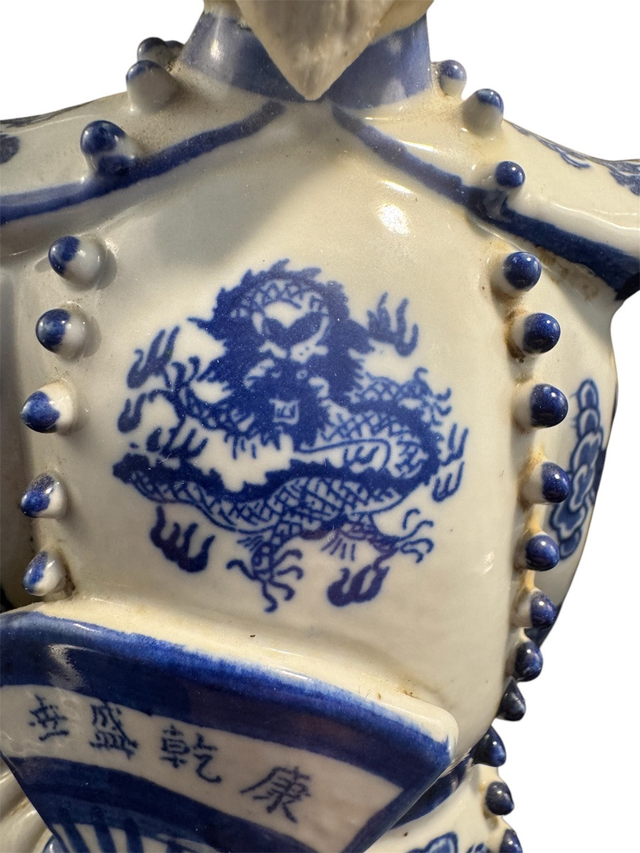 Emperor And Empress Of China In Blue And White Porcelain-photo-5