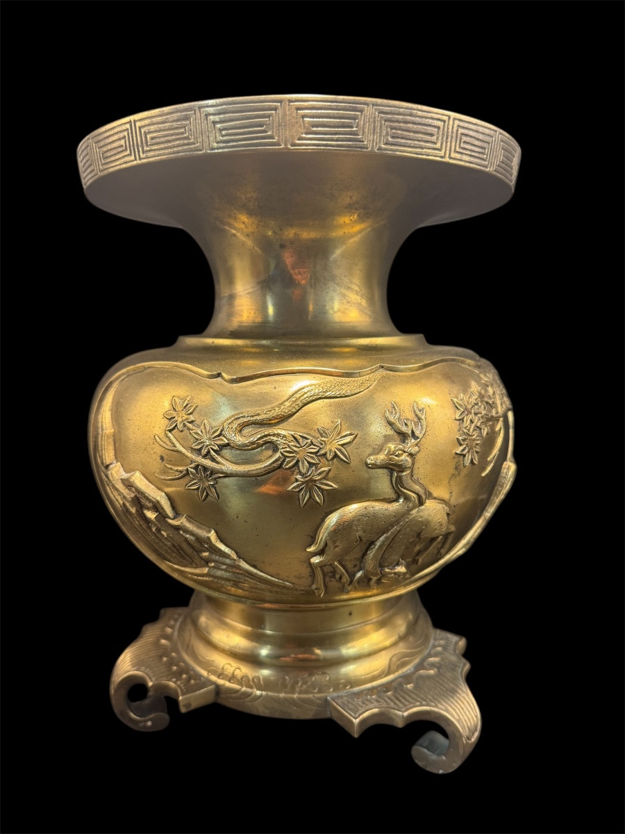 Usubata Vase In Gilt Bronze Japan