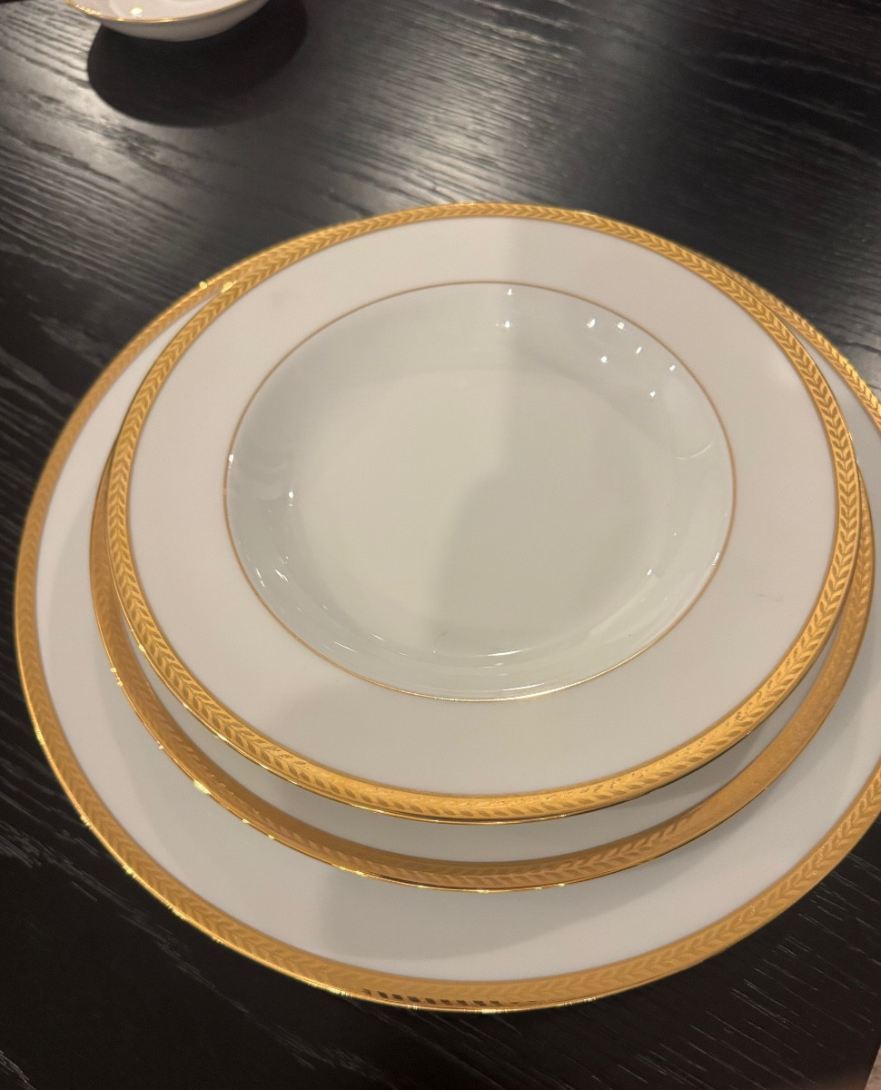 Bernardaud Laurier Pattern 86-piece Porcelain Dinner Service 