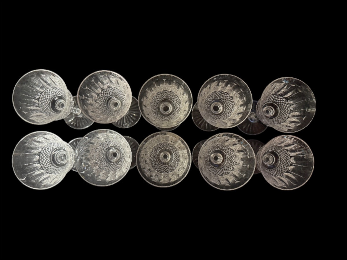 Set Of Ten Saint-louis Tommy N3 Crystal Wine Glasses-photo-3