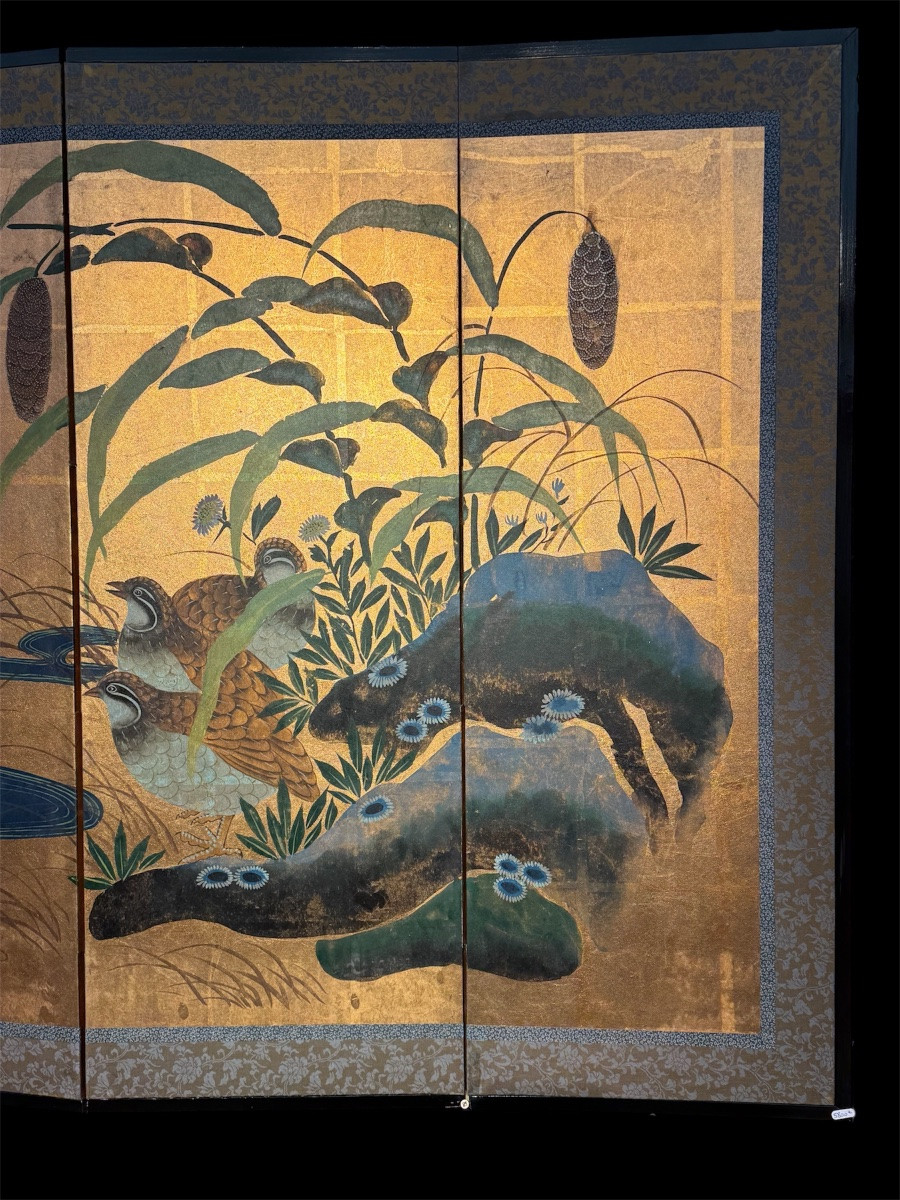 Six-panel Japanese Byobu Folding Screen With Gold Leaf-photo-2