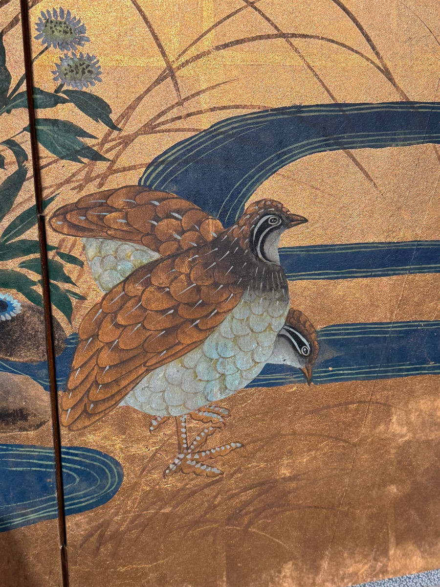 Six-panel Japanese Byobu Folding Screen With Gold Leaf-photo-3