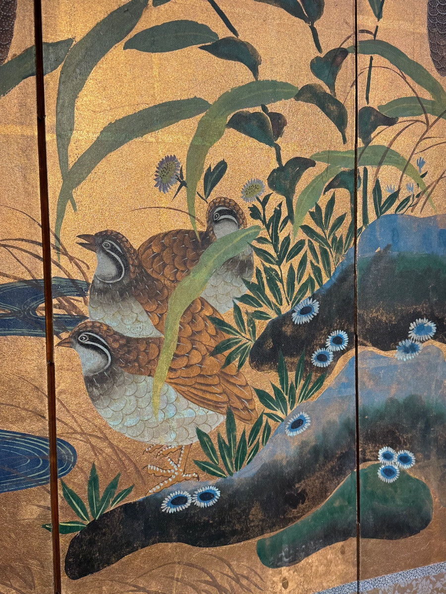 Six-panel Japanese Byobu Folding Screen With Gold Leaf-photo-3